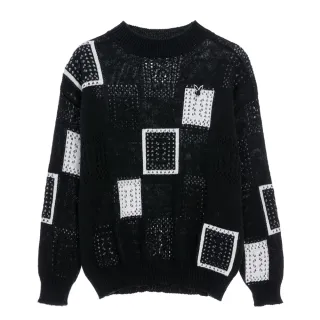 【PLAYBOY】立體織紋造型針織上衣(黑色)