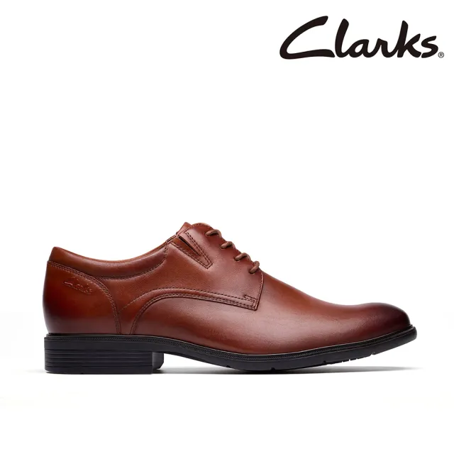 【Clarks】男鞋 Steadwell Lace 寬楦素面紳士鞋 皮鞋(CLM84680D)
