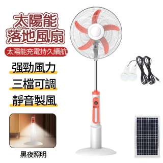 【凱琦家居】18吋太陽能風扇 充電立扇(露營/停電應急充電風扇 多功能落地扇 靜音省電 長效續航 附LED燈)