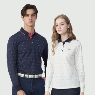 【pierre cardin 皮爾卡登】網路獨家 男女款 吸濕排汗印花長袖POLO衫(多款任選)