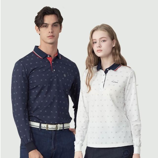 【pierre cardin 皮爾卡登】網路獨家 男女款 吸濕排汗印花長袖POLO衫(多款任選)