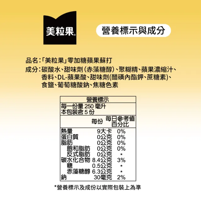 【美粒果】零加糖蘋果蘇打寶特瓶1250ml x12入/箱