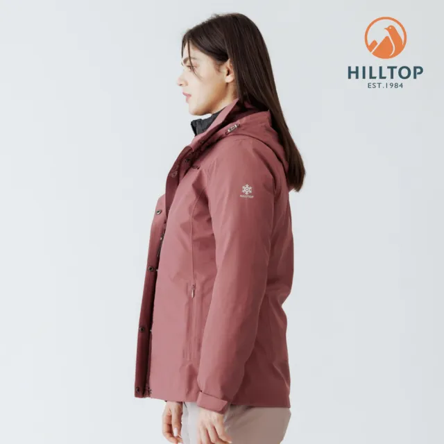 【Hilltop 山頂鳥】GORE-TEX單件式 施華洛世奇水鑽防水防風透氣短大衣外套 女款 玫瑰棕｜PH22XF36ECH0