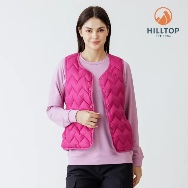 【Hilltop 山頂鳥】雙面穿超潑水石墨烯蓄熱羽絨內背心 女款 桃紅/深藍｜PF25XFH9ECJE