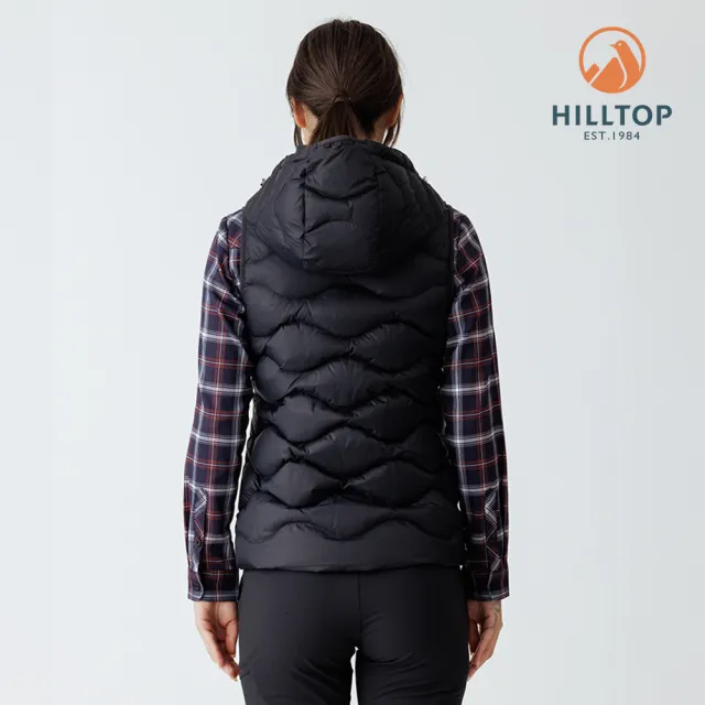 【Hilltop 山頂鳥】超潑水施華洛世奇燙鑽石墨烯蓄熱羽絨外背心 女款 黑｜PF25XFI0ECA0