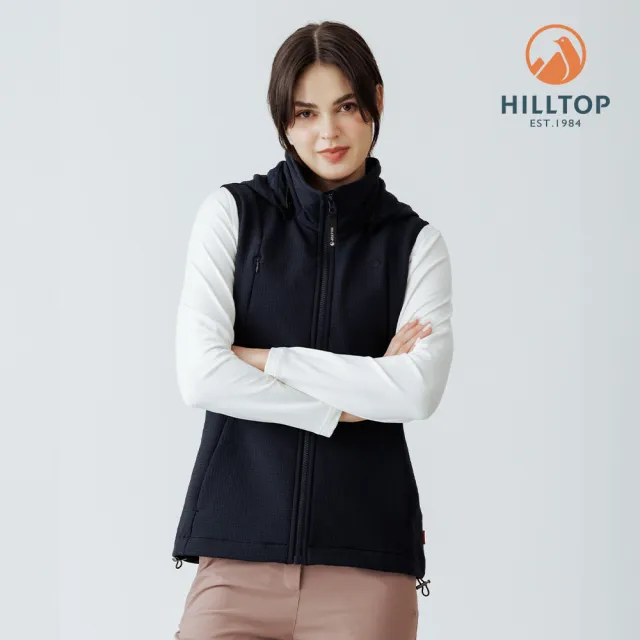【Hilltop 山頂鳥】超潑水保暖彈性刷毛背心 女款 黑色｜PH25XF95ECA0
