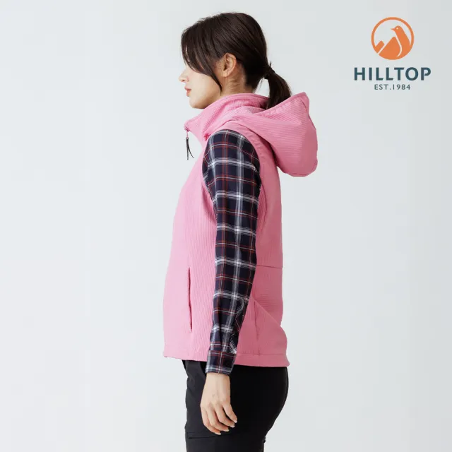 【Hilltop 山頂鳥】超潑水保暖彈性刷毛背心 女款 粉紅｜PH25XF95ECF0
