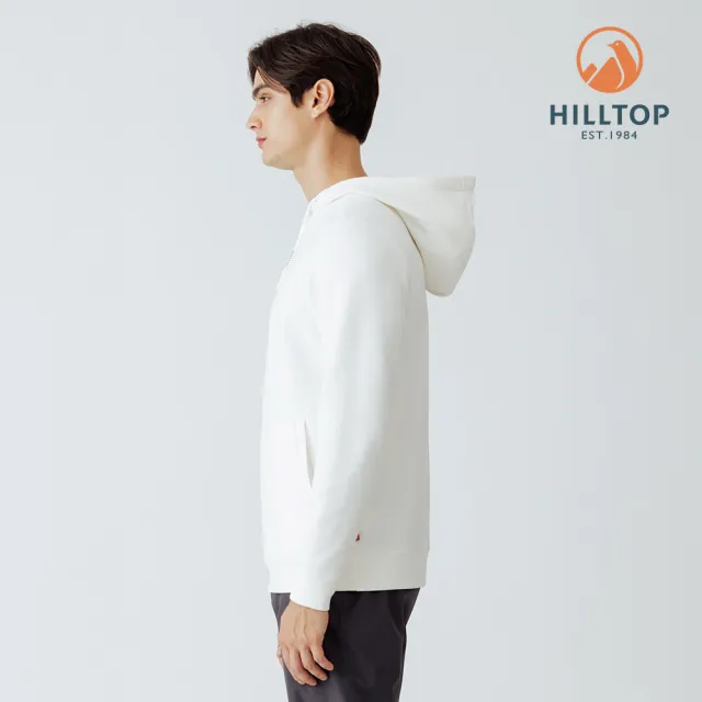 【Hilltop 山頂鳥】ZISOFIT POLYGIENE抗菌吸濕快乾保暖彈性連帽上衣 男款 雪白｜PH51XMM9ECB0