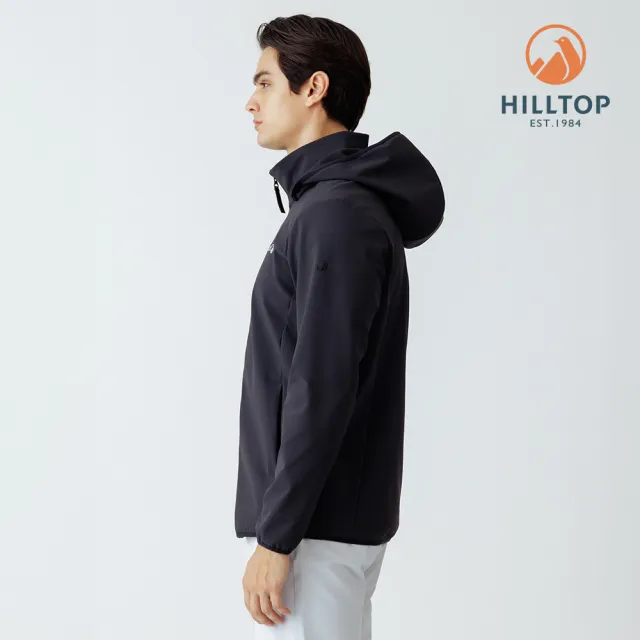 【Hilltop 山頂鳥】碳足跡SOFT SHELL防風透氣保暖彈性外套 軟殼衣 男款 黑｜PH22XM46ECA0