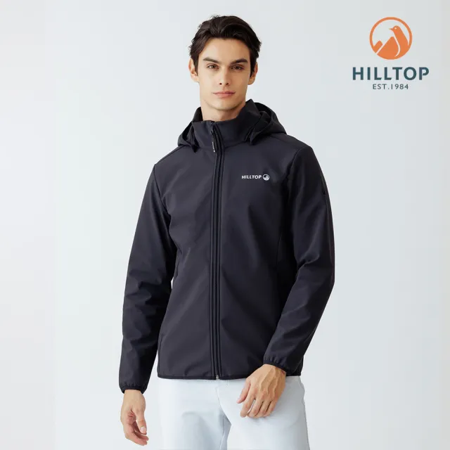 【Hilltop 山頂鳥】碳足跡SOFT SHELL防風透氣保暖彈性外套 軟殼衣 男款 黑｜PH22XM46ECA0
