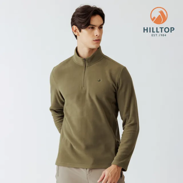 【Hilltop 山頂鳥】POLARTEC保暖半開襟刷毛上衣 男款 綠｜PH51XMM2ECM0