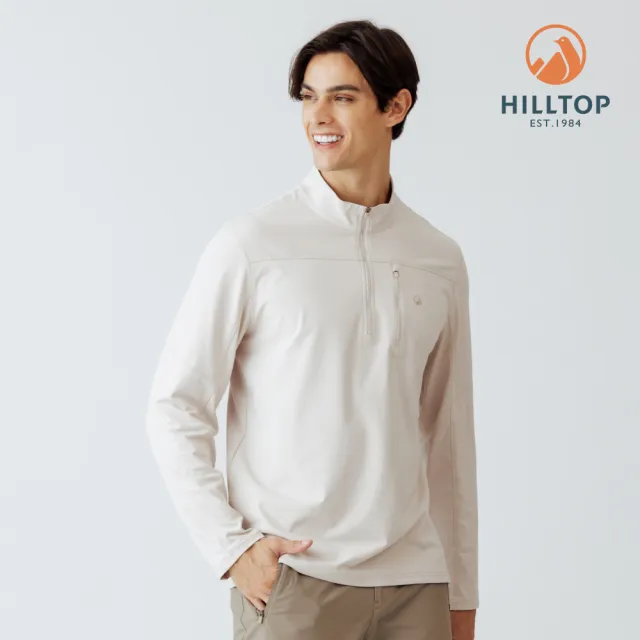 【Hilltop 山頂鳥】POLYGIENE抗菌吸濕快乾保暖彈性刷毛上衣 男款 卡其｜PH51XMM5ECN0