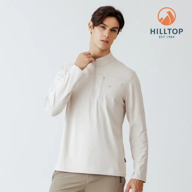 【Hilltop 山頂鳥】POLYGIENE抗菌吸濕快乾保暖彈性刷毛上衣 男款 卡其｜PH51XMM5ECN0