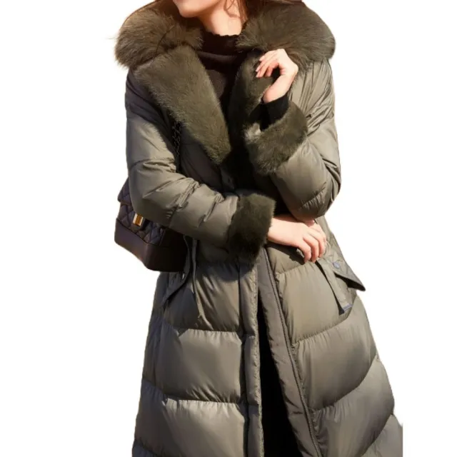 【巴黎精品】頂級真羽絨外套90%鵝絨羽絨衣秋冬外套大碼休閒女裝(狐狸毛領連帽長版女外套n1lm35)