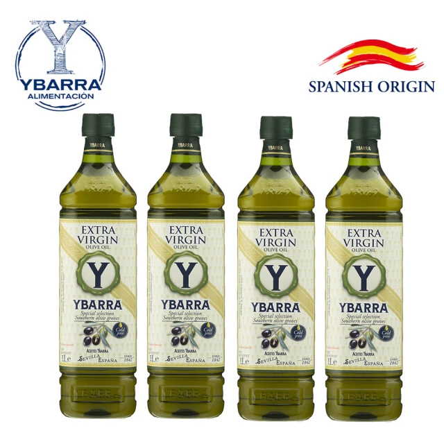 【YBARRA 益百萊】100%特級冷壓初榨橄欖油(1000mlx4瓶 PET食品級裝)