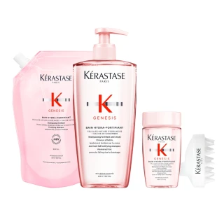 【KERASTASE 巴黎卡詩】粉漾芯生髮浴永續組(清爽型/一般型髮浴500ml+清爽型補充包500ml)