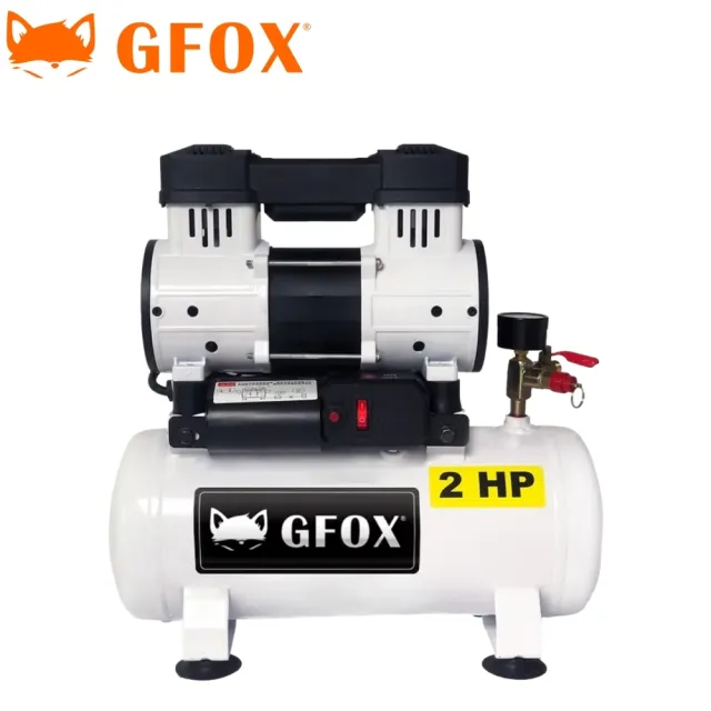 【GFOX】輕巧無油式空壓機2HP 8L(UF-700-8L白色主機)
