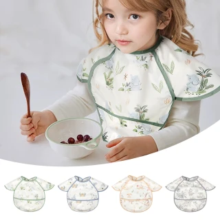 【OMRUI】寶寶吃飯罩衣 防髒防油兒童飯兜 嬰兒圍兜 口水巾 吃飯圍兜 畫畫衣 吃飯衣