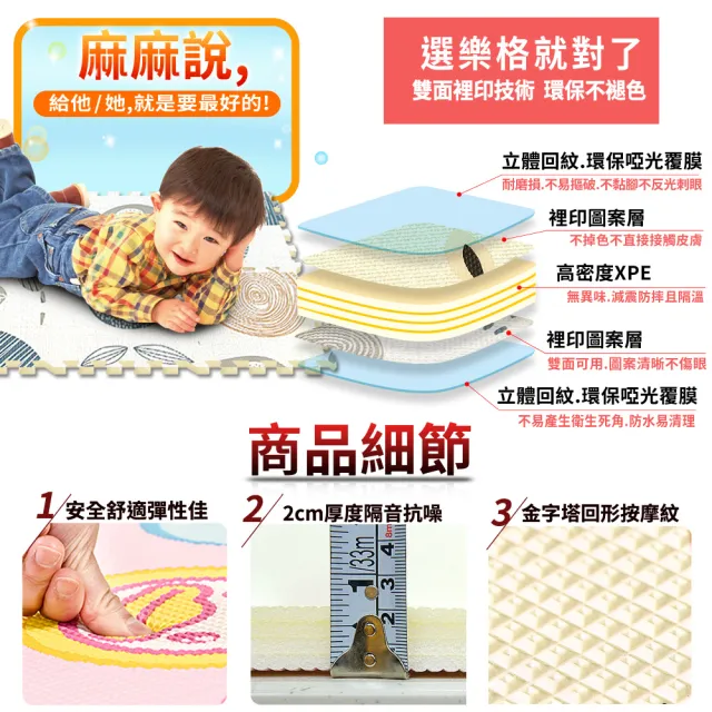 【LOG 樂格】XPE環保無毒巧拼地墊 x10片組-小貓凱奇(每片30x30cm)