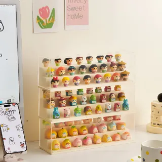 【FL 生活+】長形3層階梯透明展示盒-小型款(展示盒/模型收納盒/盲盒/扭蛋/模型公仔/A-465)