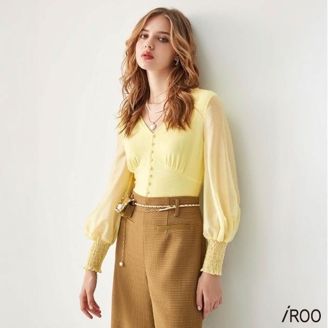 【iROO】小蒼蘭黃氣質上衣