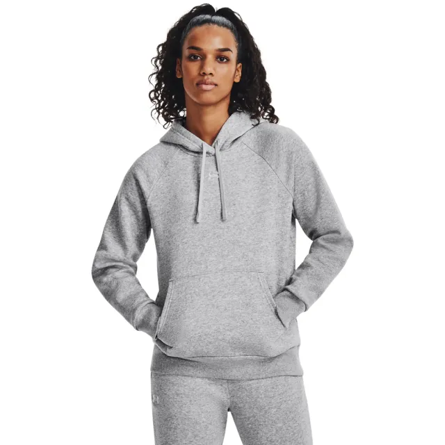 【UNDER ARMOUR】UA 女 Rival Fleece 長袖帽T_1379500-013(灰色)