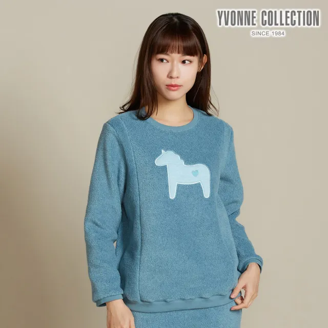 【YVONNE 以旺傢飾】搖粒絨冰島馬長袖上衣-暮光綠