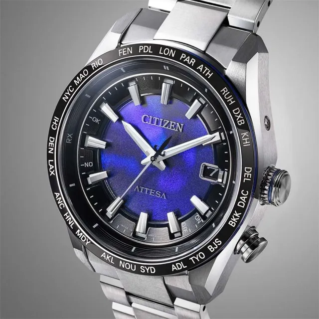【CITIZEN 星辰】UNITE with BLUE光動能電波鈦金屬計時腕錶(CB0288-65L)