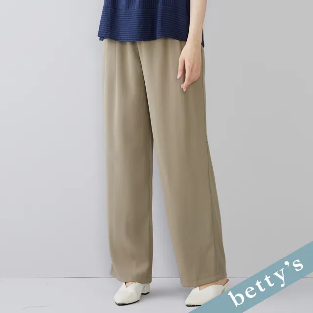 【betty’s 貝蒂思】出清品  腰鬆緊壓褶雪紡直筒褲(綠色)