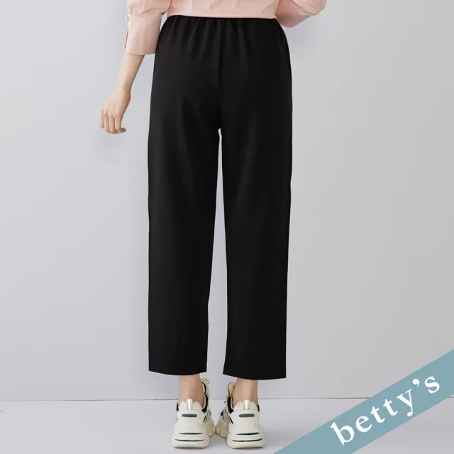 【betty’s 貝蒂思】出清品  腰鬆緊壓線素面長褲(黑色)