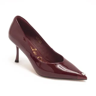 【Pineapple Outfitter】亮面光感流入巧思高跟鞋PERGA(鏡紅色)