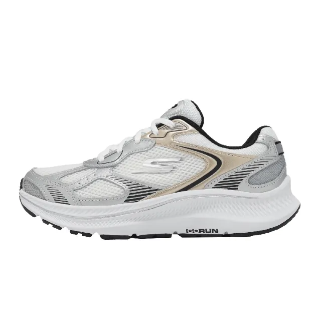 【SKECHERS】慢跑鞋 Go Run Consistent 2.0-Volt 寬楦 女鞋 白 銀 緩衝 回彈 運動鞋(128633-WWSBK)