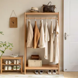 【hoi! 好好生活】源氏木語藤蔓橡木原木色掛衣架0.9M Y00I26