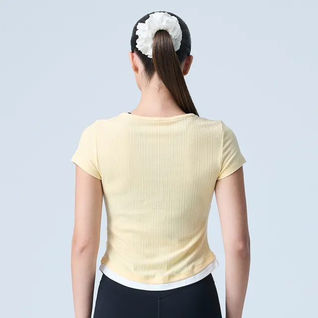 【YUANDONGLI 元動力】假兩件縲縈抽皺短版上衣(黃;S-L;4253501601)