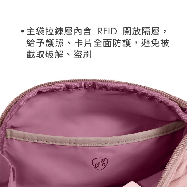 【Travelon】美國 Roam雙層防盜斜背胸包 粉莓優格 / 防盜斜背包 防盜胸包 年末送禮
