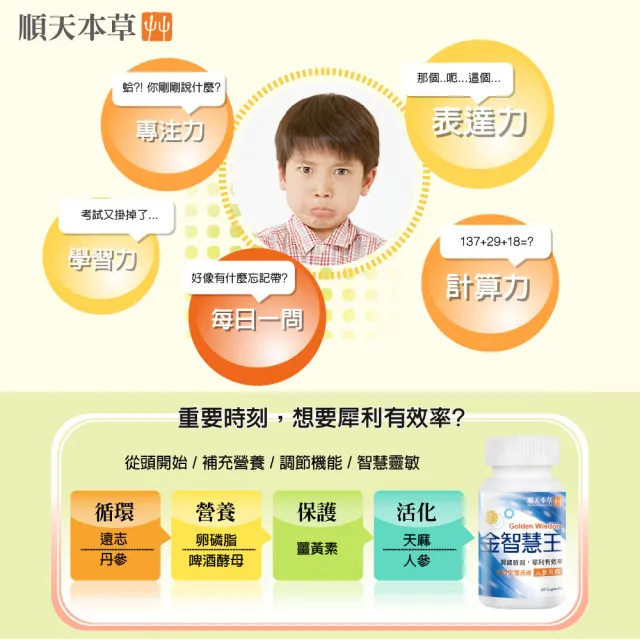 【順天本草】金智慧王膠囊3盒組(60顆/盒X3盒 思慮清晰)