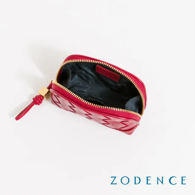 【ZODENCE 佐登司】CRAFTSOUL進口真皮手工上色編織拉鍊零錢包(多色/手工編織/真皮)