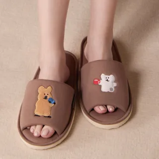 【YVONNE 以旺傢飾】DINOTAENG 咖啡開口室內拖鞋-可可棕
