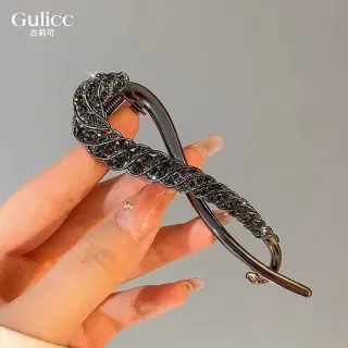【Gulicc 古莉可】髮夾 閃鑽輕奢 扭扭夾(7夕情人節 生日 髮飾 頭飾 鯊魚夾 抓夾 禮物)