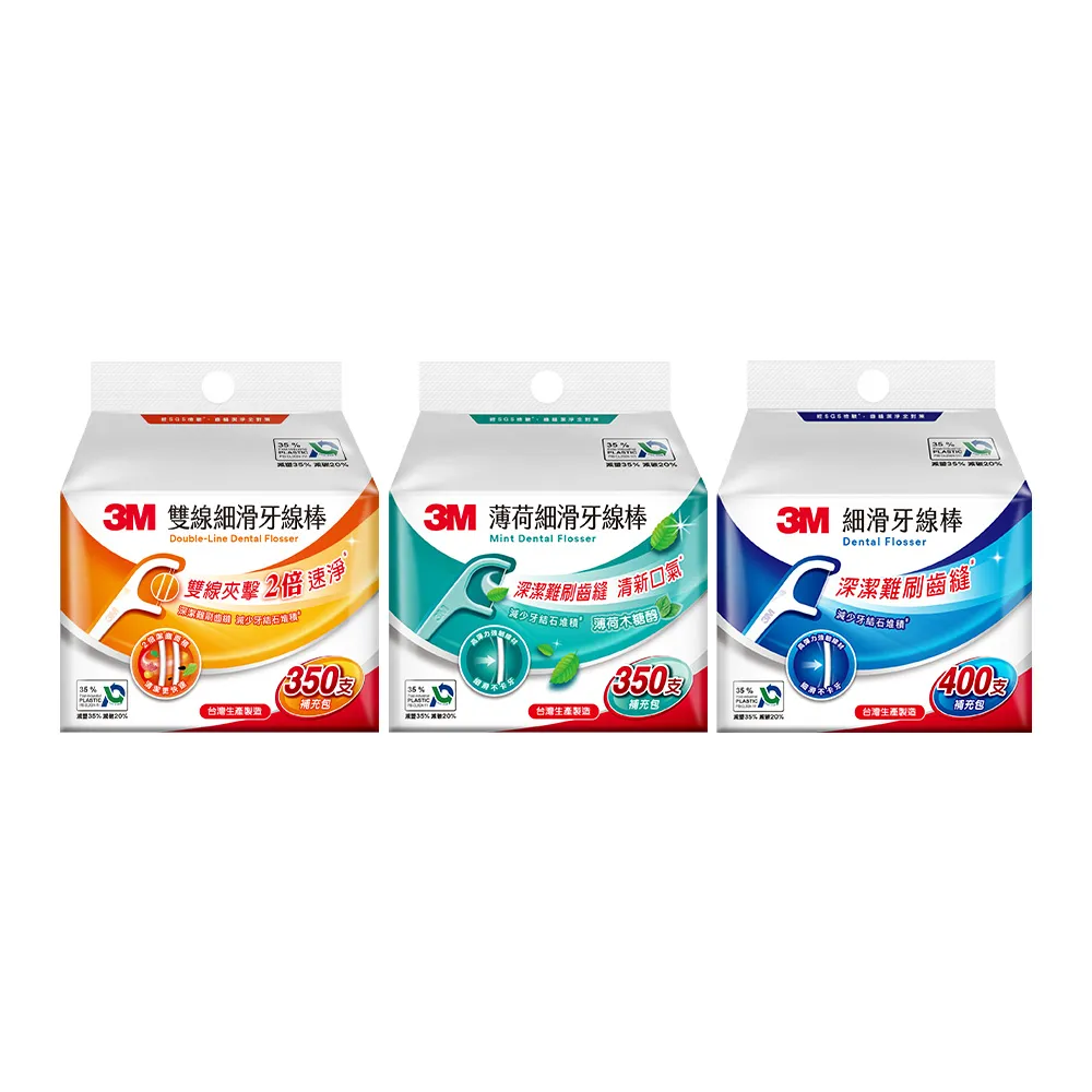 【3M】牙線棒補充包_ECO包裝x2包(單線400支/雙線350支/薄荷單線350支擇二)