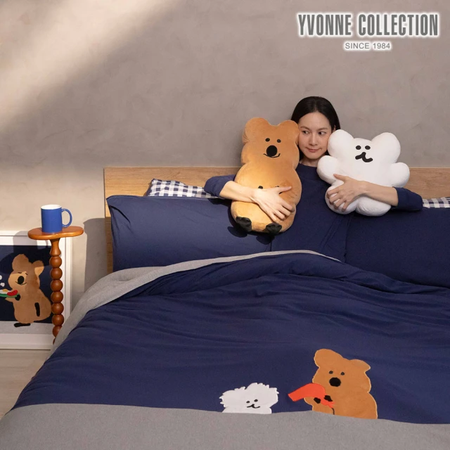 【YVONNE 以旺傢飾】100%美國棉 吹眠曲被套+枕套組-星海藍(雙人 純棉 DINOTAENG)