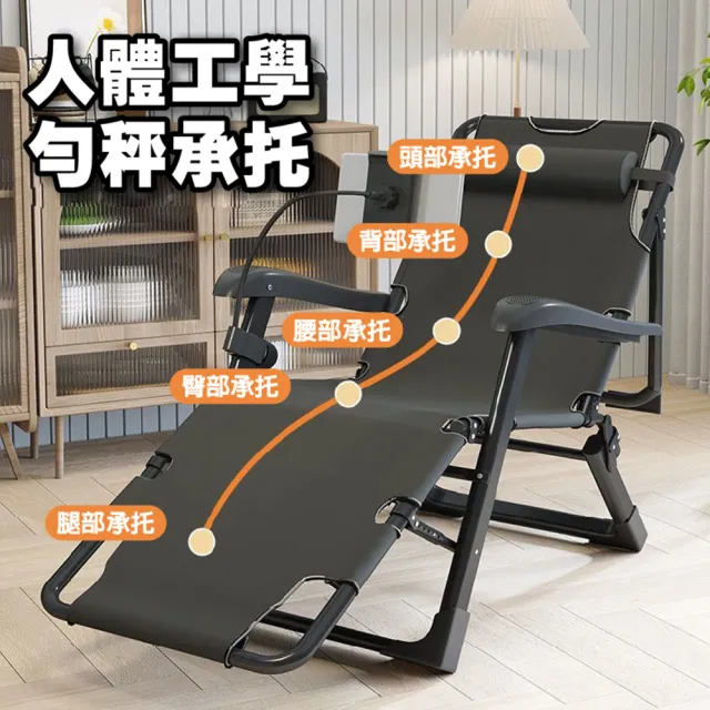 【DaoDi】折疊躺椅 多功能可調 躺椅折疊床 附頭枕(雙方管 折疊椅 折疊床 摺疊躺椅)