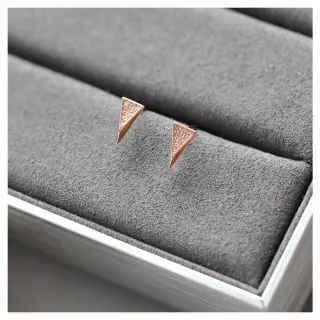 【Vividventure 亞帝芬奇】6分 天然鑽石 真鑽 耳環 幾何魅力(14K玫瑰金台)