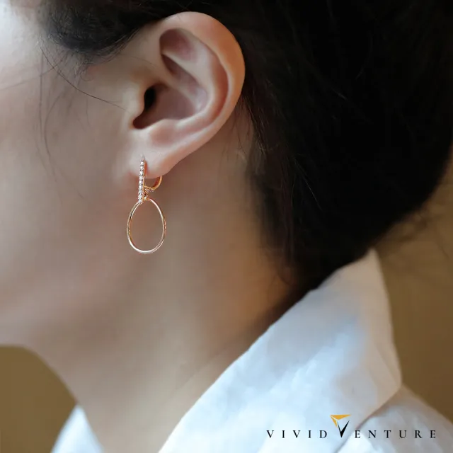 【Vividventure 亞帝芬奇】23分 天然鑽石 真鑽 耳環 愛的循環(14K玫瑰金台)