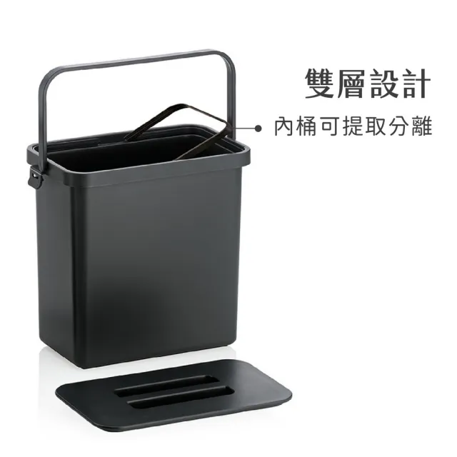 【KELA】德國 Plata可掛式提把不鏽鋼廚餘桶 2.1L / 垃圾桶 回收桶 收納桶 餿水桶