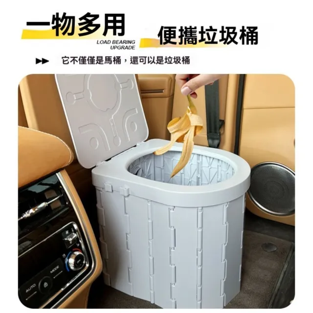 【由米】戶外馬桶  車載馬桶 可折疊馬桶 露營馬桶 方便攜帶 移動廁所 附固化劑 專用垃圾袋各12個(升級帶蓋)