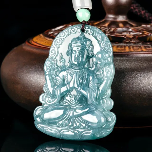 【Penny 珮妮】A貨翡翠藍水 四臂觀音 吊墜項鍊(母親節 父親節 生日禮物 交換禮物 尾牙 新年 結婚 情人節)