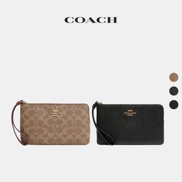 【COACH】蔻馳官方直營 經典SIGNATURE大號拉鍊手腕包 手拿包-多色任選(CZ277/CS438/CV395)