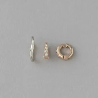 【ete】網路限定-摩登鑽飾擁抱夾式耳環耳釦組合(粉霧金色 金色)