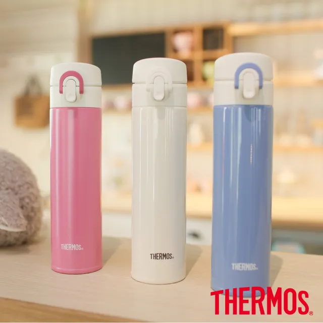 【THERMOS 膳魔師】不鏽鋼超輕量彈蓋真空保溫瓶400ml(JNI-401)